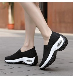 Women's Mesh Walking Shoes Sock Sneakers Slip on Platform Air Cushion Dance Shoes Black $19.69 Athletic Shoes