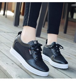 Womens Casual Platform Sneakers Cozy Height Increasing Breathable Hollow Lace Up Hidden Wedge Shoes 2 $31.35 Fashion Sneakers