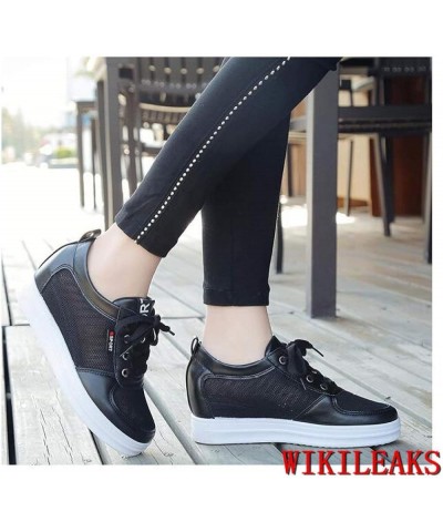 Womens Casual Platform Sneakers Cozy Height Increasing Breathable Hollow Lace Up Hidden Wedge Shoes 2 $31.35 Fashion Sneakers