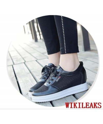 Womens Casual Platform Sneakers Cozy Height Increasing Breathable Hollow Lace Up Hidden Wedge Shoes 2 $31.35 Fashion Sneakers