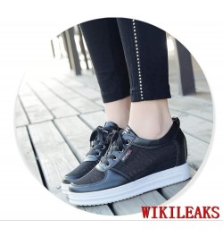 Womens Casual Platform Sneakers Cozy Height Increasing Breathable Hollow Lace Up Hidden Wedge Shoes 2 $31.35 Fashion Sneakers