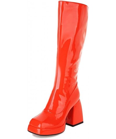 Womens Platform Heels Mid Calf Boots 10 Orange $36.17 Boots