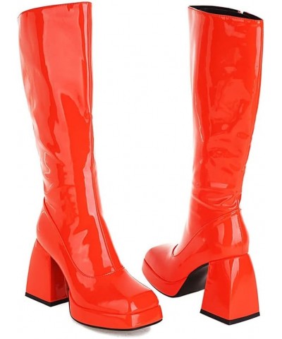 Womens Platform Heels Mid Calf Boots 10 Orange $36.17 Boots