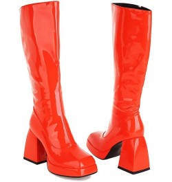 Womens Platform Heels Mid Calf Boots 10 Orange $36.17 Boots