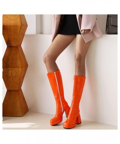 Womens Platform Heels Mid Calf Boots 10 Orange $36.17 Boots