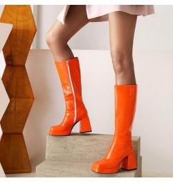 Womens Platform Heels Mid Calf Boots 10 Orange $36.17 Boots