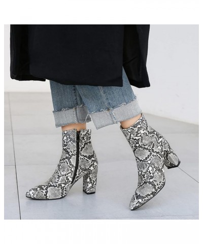 Block High Heel Chelsea Women Fashion Pointed Toe Zip Ankle Boots Grey $30.23 Boots