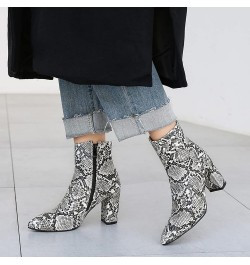 Block High Heel Chelsea Women Fashion Pointed Toe Zip Ankle Boots Grey $30.23 Boots