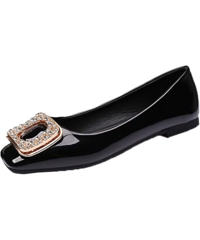 Women Flats Shoe, Dolly Shoes Rhinestone Buckle Flat Round Toe Soft Sole Shoes Breathable, for Any Occasion,Red,41 40 Black $...