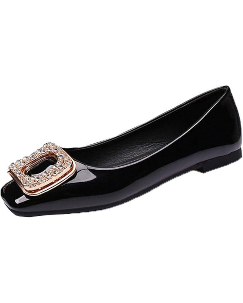 Women Flats Shoe, Dolly Shoes Rhinestone Buckle Flat Round Toe Soft Sole Shoes Breathable, for Any Occasion,Red,41 40 Black $...