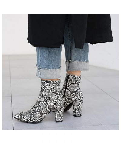 Block High Heel Chelsea Women Fashion Pointed Toe Zip Ankle Boots Grey $30.23 Boots