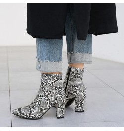 Block High Heel Chelsea Women Fashion Pointed Toe Zip Ankle Boots Grey $30.23 Boots