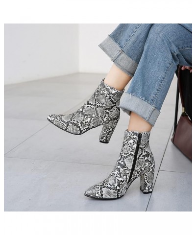 Block High Heel Chelsea Women Fashion Pointed Toe Zip Ankle Boots Grey $30.23 Boots