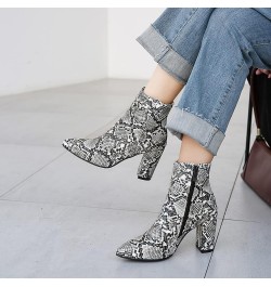 Block High Heel Chelsea Women Fashion Pointed Toe Zip Ankle Boots Grey $30.23 Boots