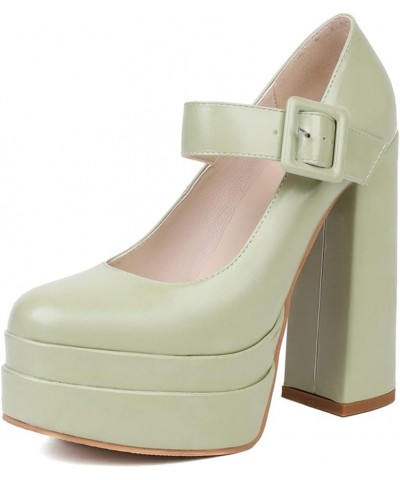 Womens Platform Chunky High Block Heels Ankle Strap Buckles Wedge Dress Pumps 12 Green $23.08 Pumps