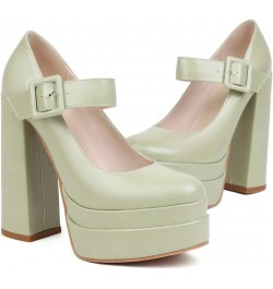 Womens Platform Chunky High Block Heels Ankle Strap Buckles Wedge Dress Pumps 12 Green $23.08 Pumps