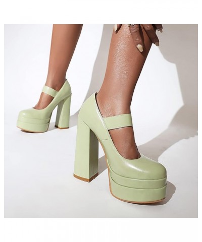 Womens Platform Chunky High Block Heels Ankle Strap Buckles Wedge Dress Pumps 12 Green $23.08 Pumps