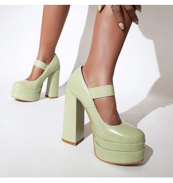 Womens Platform Chunky High Block Heels Ankle Strap Buckles Wedge Dress Pumps 12 Green $23.08 Pumps