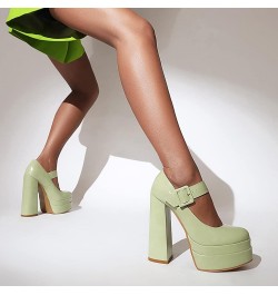 Womens Platform Chunky High Block Heels Ankle Strap Buckles Wedge Dress Pumps 12 Green $23.08 Pumps