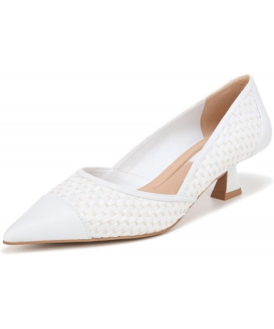 women's Darcy Pointed Toe Kitten Heel Pumps White Woven $33.88 Pumps