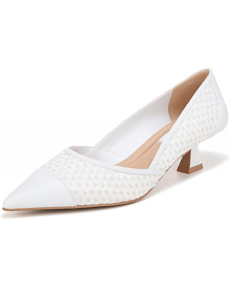 women's Darcy Pointed Toe Kitten Heel Pumps White Woven $33.88 Pumps