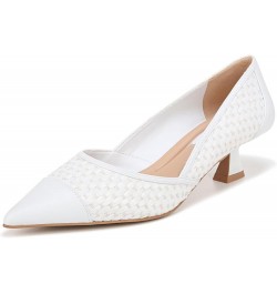 women's Darcy Pointed Toe Kitten Heel Pumps White Woven $33.88 Pumps