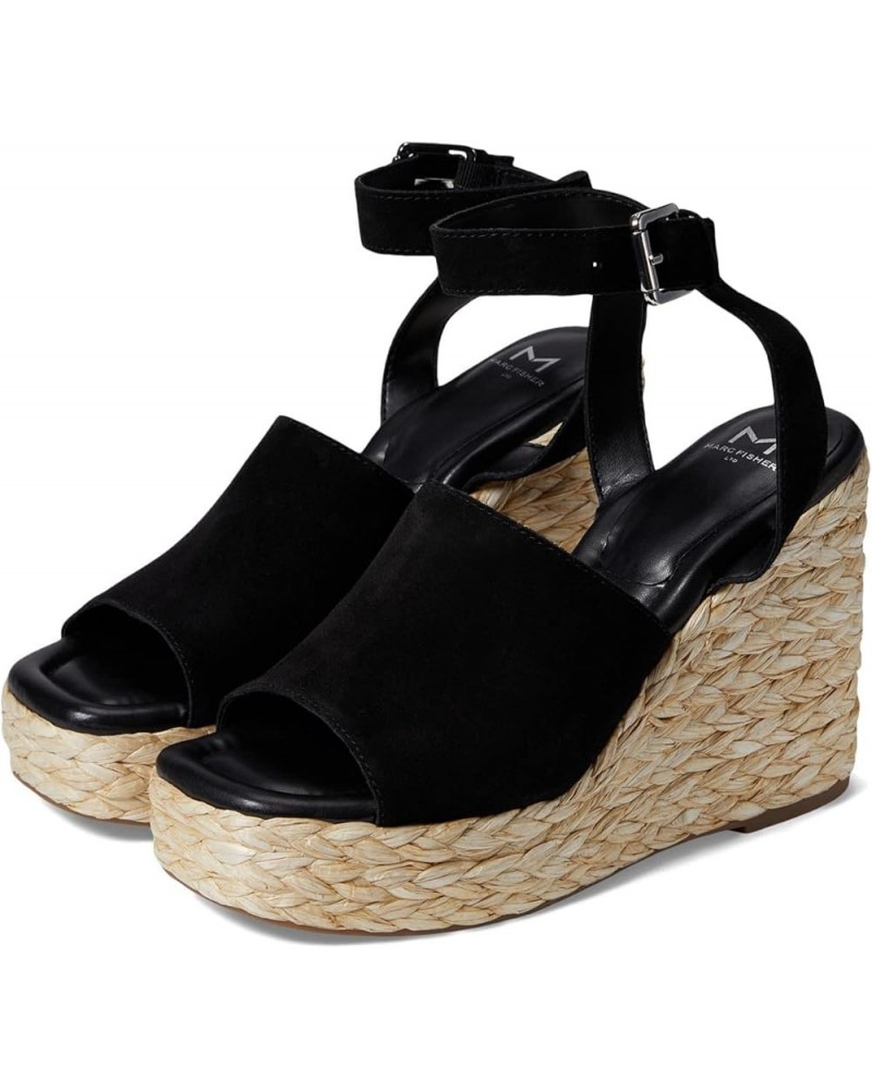 LTD Women's Nelly Espadrille Wedge Sandal Black Suede $30.07 Sandals