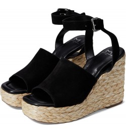 LTD Women's Nelly Espadrille Wedge Sandal Black Suede $30.07 Sandals