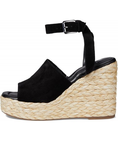 LTD Women's Nelly Espadrille Wedge Sandal Black Suede $30.07 Sandals