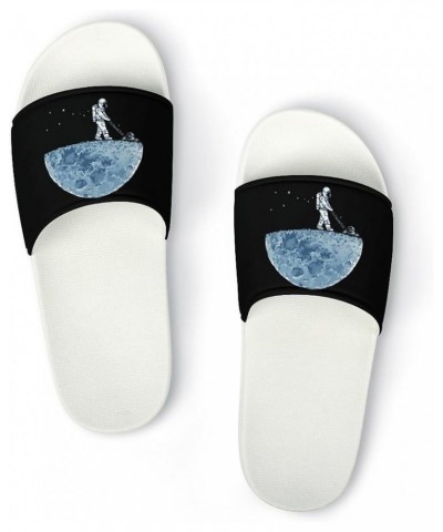 Funny Astronaut Weeding on Moon Home Slippers PVC Open Toe Shower Slippers Fashion Sandals for Men Women 43 (265mm) White-sty...