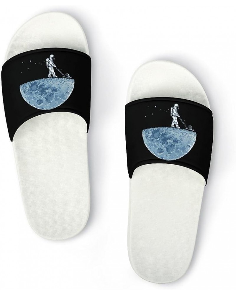 Funny Astronaut Weeding on Moon Home Slippers PVC Open Toe Shower Slippers Fashion Sandals for Men Women 43 (265mm) White-sty...