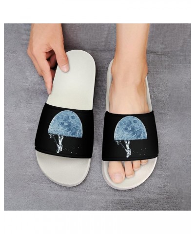 Funny Astronaut Weeding on Moon Home Slippers PVC Open Toe Shower Slippers Fashion Sandals for Men Women 43 (265mm) White-sty...