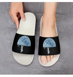 Funny Astronaut Weeding on Moon Home Slippers PVC Open Toe Shower Slippers Fashion Sandals for Men Women 43 (265mm) White-sty...