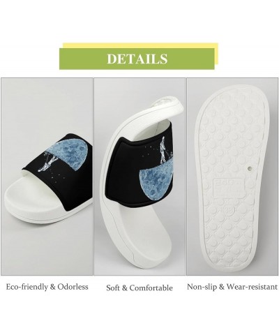 Funny Astronaut Weeding on Moon Home Slippers PVC Open Toe Shower Slippers Fashion Sandals for Men Women 43 (265mm) White-sty...