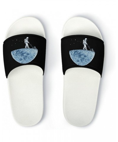 Funny Astronaut Weeding on Moon Home Slippers PVC Open Toe Shower Slippers Fashion Sandals for Men Women 43 (265mm) White-sty...