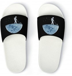 Funny Astronaut Weeding on Moon Home Slippers PVC Open Toe Shower Slippers Fashion Sandals for Men Women 43 (265mm) White-sty...