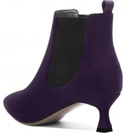 Womens Bungee Dating Suede Dress Pointed Toe Comfortable Kitten Low Heel Ankle High Boots 2 Inch Eggplant Black $46.33 Boots