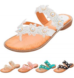 Sandals for Women Dress Summer 2023,Rhinestone Slip on Slipper Open Toe Sandal Low Heel Soft Sole Slide Sandal B White $10.69...