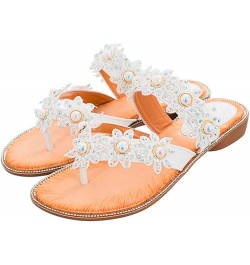 Sandals for Women Dress Summer 2023,Rhinestone Slip on Slipper Open Toe Sandal Low Heel Soft Sole Slide Sandal B White $10.69...