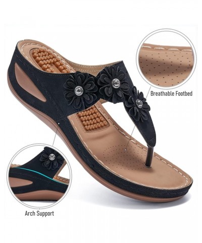 Summer Women's Casual Anti-Sliding Sandals Massage Pad Wedge Heels Slip-On Flip Flops Shoes Black $16.66 Sandals