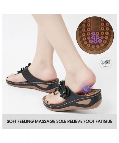 Summer Women's Casual Anti-Sliding Sandals Massage Pad Wedge Heels Slip-On Flip Flops Shoes Black $16.66 Sandals