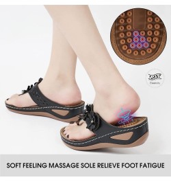 Summer Women's Casual Anti-Sliding Sandals Massage Pad Wedge Heels Slip-On Flip Flops Shoes Black $16.66 Sandals