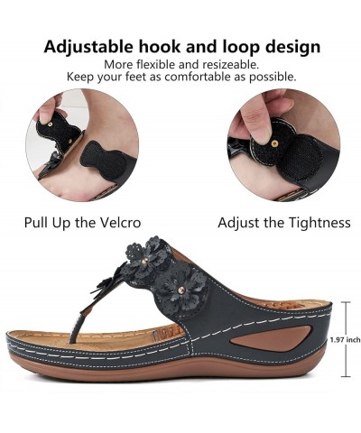 Summer Women's Casual Anti-Sliding Sandals Massage Pad Wedge Heels Slip-On Flip Flops Shoes Black $16.66 Sandals