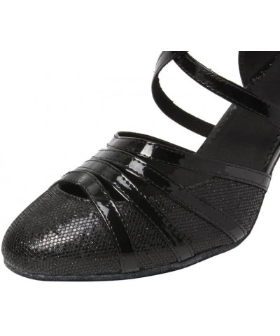 Women Glitter Latin Dance Shoes Closed Toe Ballroom Salsa Tango Practice Performence Party Dancing Shoes,Model YC2040 Black-f...