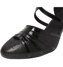 Women Glitter Latin Dance Shoes Closed Toe Ballroom Salsa Tango Practice Performence Party Dancing Shoes,Model YC2040 Black-f...