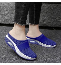 Women Comfy Orthotic Casual Dressy Flat Sandals Buckle Ankle Strap Open Toe Summer Chunky High Heels Shoes 135-ibzwp-blue-7 $...