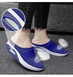 Women Comfy Orthotic Casual Dressy Flat Sandals Buckle Ankle Strap Open Toe Summer Chunky High Heels Shoes 135-ibzwp-blue-7 $...