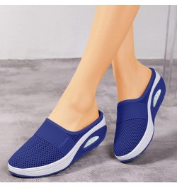 Women Comfy Orthotic Casual Dressy Flat Sandals Buckle Ankle Strap Open Toe Summer Chunky High Heels Shoes 135-ibzwp-blue-7 $...