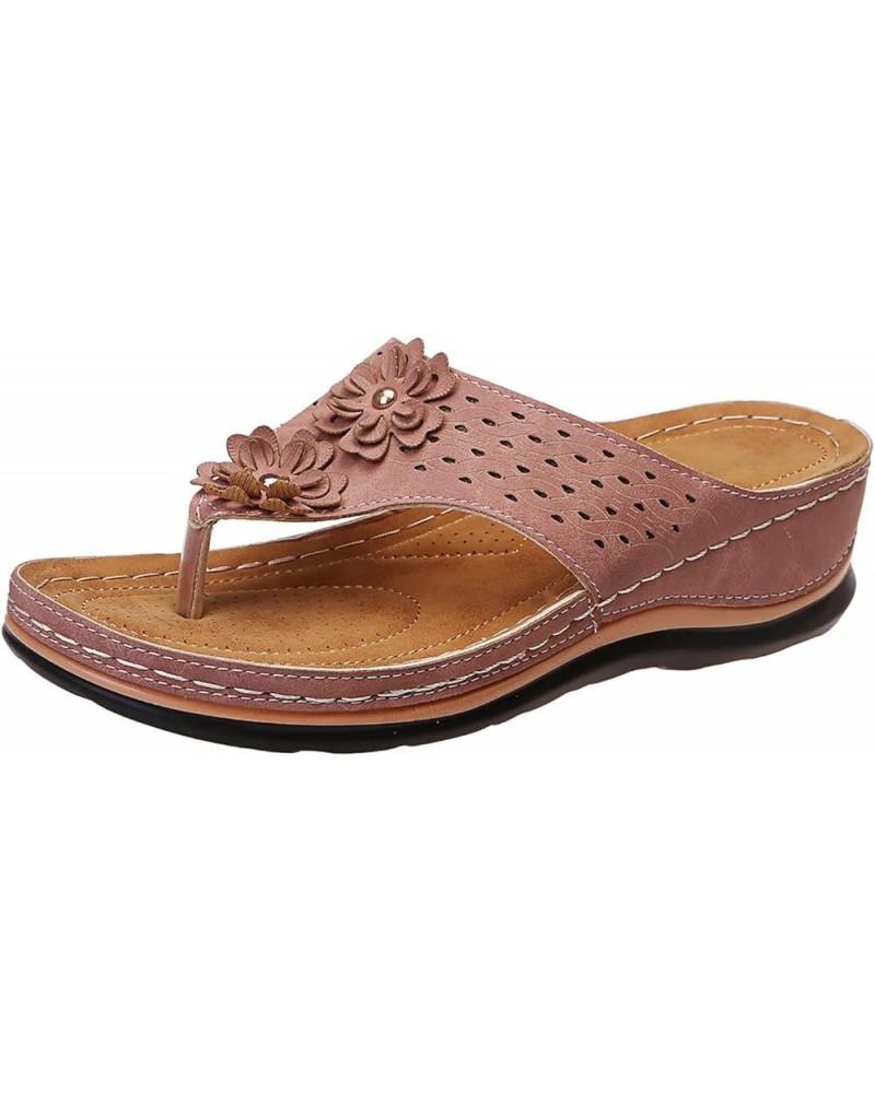 Women's Arch Support Comfortable Soft Cushion Flip-Flop Open Toe Sandals Elastic Anti Slip Flat Shoes 118-hyems-h-pink $15.28...