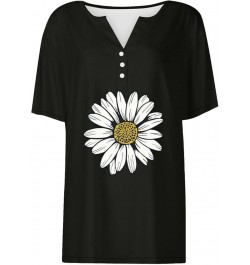 Women's Fashion Casual V Neck Short Sleeve T Shirt with Sunflower Print for Spring/Summer T Shirt Women Summer Black $9.30 Fa...